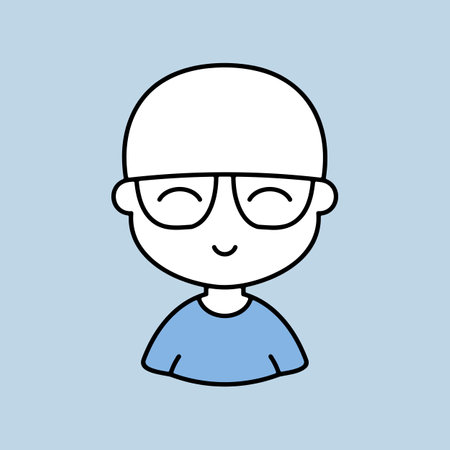 Portrait of a young bald man in stylish glasses vector icon. Hipster symbol. Avatar character portrait signs. Graph symbol for your web site design, logo, app, UIのイラスト素材