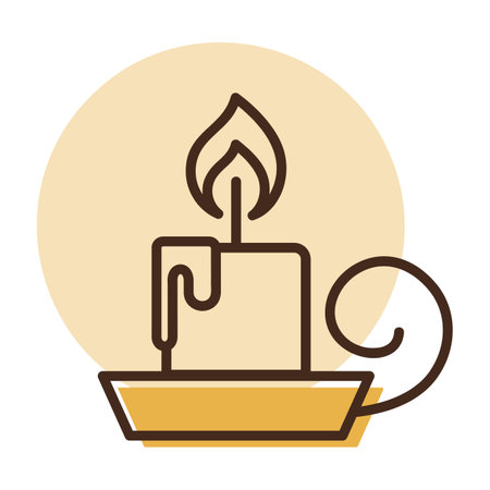 Burning candle in a bowl vector icon. Winter sign. Graph symbol for event and holiday web site and apps design, logo, app, UIのイラスト素材