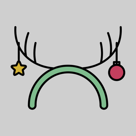 Christmas hair hoop with tree branches and festive garlands vector icon. Winter sign. Graph symbol for event and holiday web site and apps design, logo, app, UIのイラスト素材