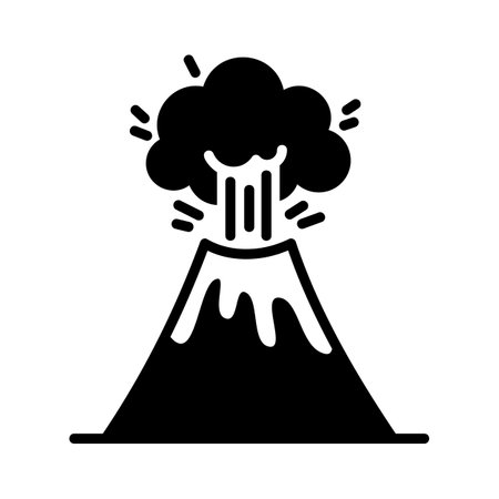 Volcano vector solid icon. Lava magma. Volcanic eruption. Nature sign. Graph symbol for travel and tourism web site and apps design, logo, app, UIのイラスト素材