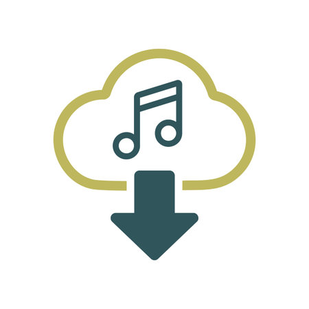 Cloud download music vector icon. Music sign. Graph symbol for music and sound web site and apps design, logo, app, UIのイラスト素材