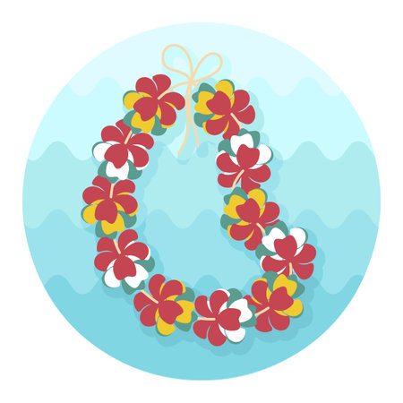 Hawaii flowers necklace, wreath icon. Beach. Summer. Summertime. Holiday. Vacation, eps 10のイラスト素材