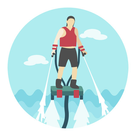 Flyboard Fly Surf vector icon. Beach. Summer. Summertime. Holiday. Vacation, ride, water sport, eps 10のイラスト素材