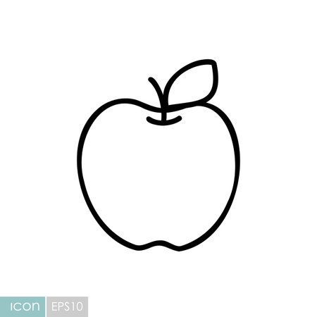 A simple, elegant icon of a ripe red apple, a perfect symbol of the bountiful harvest. This illustration is ideal for adding a natural, wholesome touch to your Thanksgiving projects.のイラスト素材