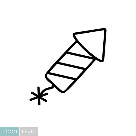 A dynamic icon of a festive firework rocket with a lit fuse, ready to launch. This illustration is perfect for conveying excitement, celebration, and the spirit of a holiday or special event.のイラスト素材