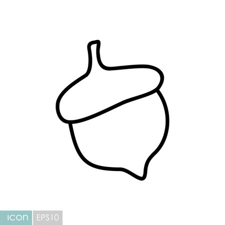A simple, elegant icon of an acorn, a key symbol of the autumn harvest and Thanksgiving. This illustration is perfect for conveying themes of nature and gratitude in a clean style.のイラスト素材