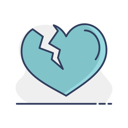 Broken heart icon. Valentines day symbol. Vector illustration, romance elements. Sticker, patch, badge, card for marriage, weddingのイラスト素材