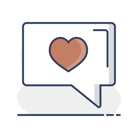 Text bubble with heart icon. Valentines day symbol. Vector illustration, romance elements. Sticker, patch, badge, card for marriage, weddingのイラスト素材