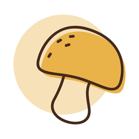 A simple, line art icon of a mushroom. This illustration is perfect for conveying themes of nature, forest, autumn, and organic food in a clean and modern style.のイラスト素材
