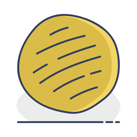 A simple icon of a traditional pita flatbread. Designed in a clean, modern, flat outline style. Ideal for menus, food apps, and Mediterranean cuisine websites.のイラスト素材