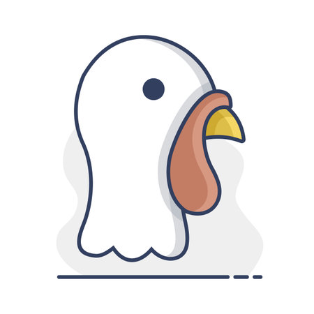 Minimalistic flat line art illustration of a turkey head with a wattle. Ideal for farm, poultry, holiday, and thanksgiving design elements.のイラスト素材