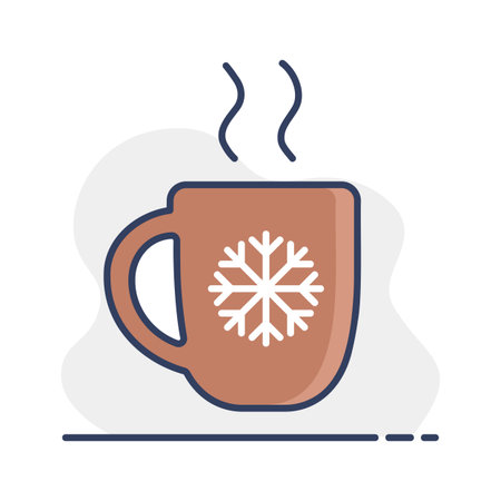 Christmas hot coffee in cup vector isolated icon. Winter sign. Graph symbol for travel and tourism web site and apps design, logo, app, UIのイラスト素材