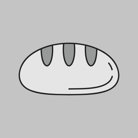 A simple icon of a freshly baked loaf of bread. Designed in a clean, modern, grayscale outline style. Can be used for menus, food apps, and websites.のイラスト素材