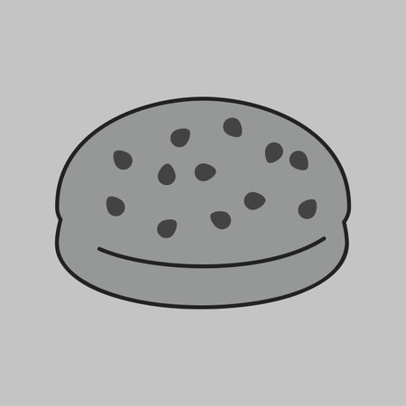 A simple icon of a classic burger bun with sesame seeds. Designed in a clean, modern, grayscale outline style. Ideal for menus, food apps, and websites.のイラスト素材