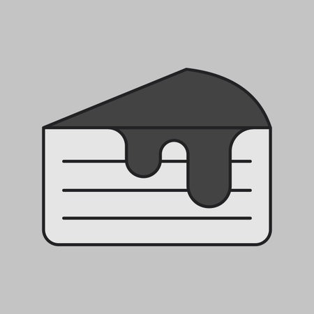 A simple icon of a delicious layered honey cake slice. Designed in a clean, modern, grayscale...