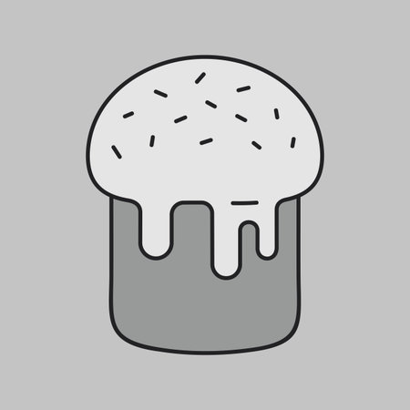 A simple icon of traditional Easter bread (Kulich) with white icing. Designed in a clean, modern,...