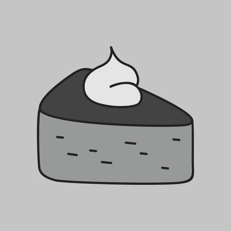 A simple grayscale icon of a slice of pumpkin pie. This illustration is perfect for conveying the cozy and delicious spirit of the Thanksgiving and autumn holiday season.のイラスト素材