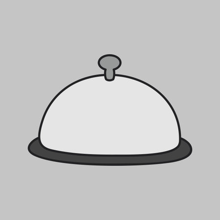A simple grayscale icon of a serving tray. This illustration is perfect for food, restaurant, and dinner-themed designs, symbolizing serving and hospitality.のイラスト素材