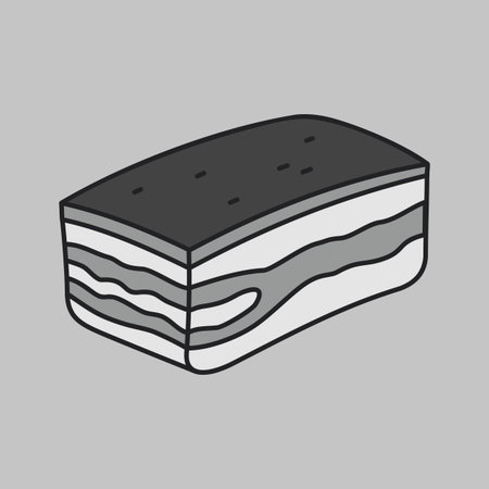 Minimalistic grayscale icon of pork lard with layers of meat and fat. Ideal for traditional food, butchery, or cooking designs.のイラスト素材