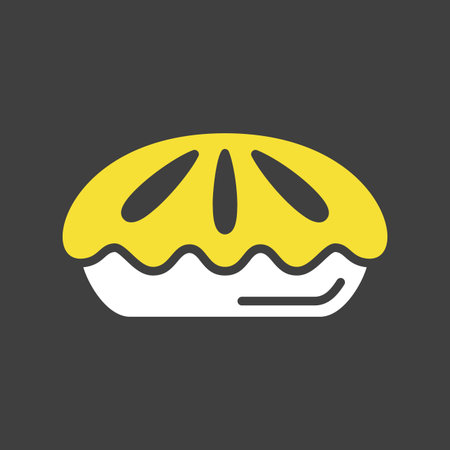A black glyph icon of a whole baked pie with decorative cuts on the crust. This icon is great for food blogs, recipe apps, or menusのイラスト素材
