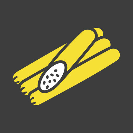 Solid black glyph icon of thin, smoked hunting sausages, perfect for deli menus, camping, or traditional food advertising designs.のイラスト素材