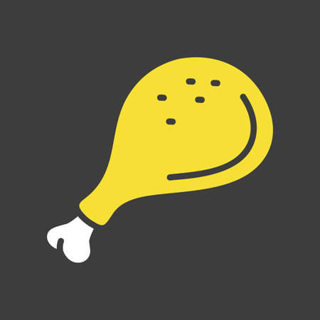 Solid black glyph icon of a raw chicken leg with bone, perfect for butcher shop advertisements, food menus, or cooking related apps.のイラスト素材