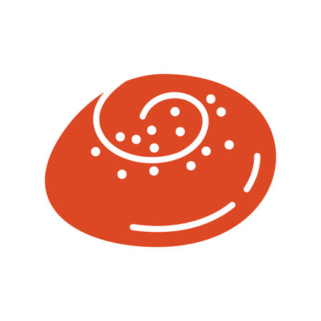 A black glyph icon of a sweet bun filled with poppy seeds. This icon is perfect for bakery menus, dessert blogs, or food-related designs.のイラスト素材