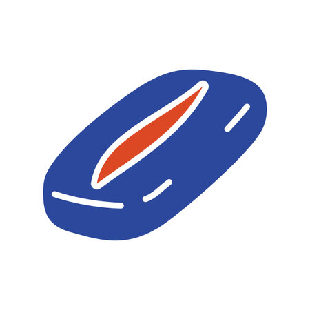 A black glyph icon of a traditional Italian ciabatta bread. This icon is perfect for bakery menus, food blogs, or designs related to Italian cuisine.のイラスト素材