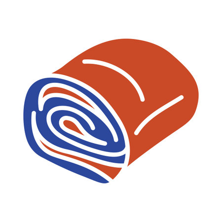 Solid black glyph icon of a rolled cured pancetta or bacon, suitable for Italian menus, deli shops, or cooking application designs.のイラスト素材