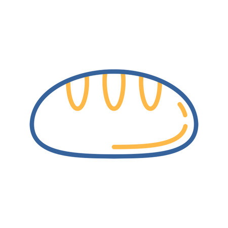 A simple icon of a freshly baked loaf of bread. Designed in a clean, modern, flat outline style. Can be used for menus, food apps, and websites.のイラスト素材