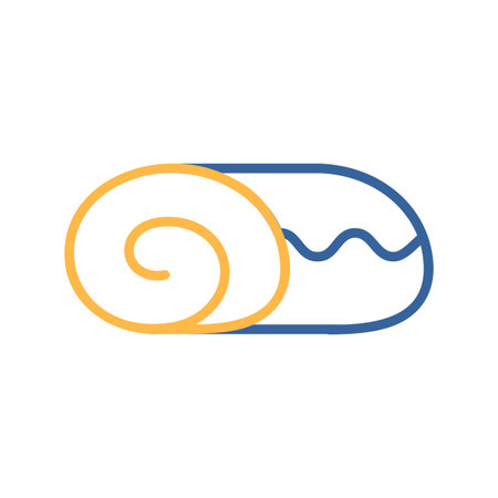 A simple icon of a delicious sweet sponge cake roll. Designed in a clean, modern, flat outline style. Ideal for cafe menus, food apps, and websites.のイラスト素材