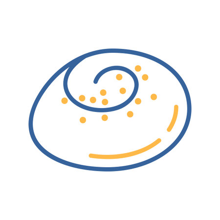 A simple icon of a delicious swirled poppy seed bun. Designed in a clean, modern, flat outline style. Ideal for bakery menus, food apps, and websites.のイラスト素材