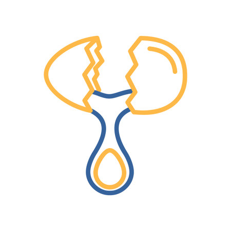 A simple icon of a broken egg with the yolk visible. Designed in a clean, modern, flat outline style. Ideal for food blogs, recipe apps, and cooking websites.のイラスト素材