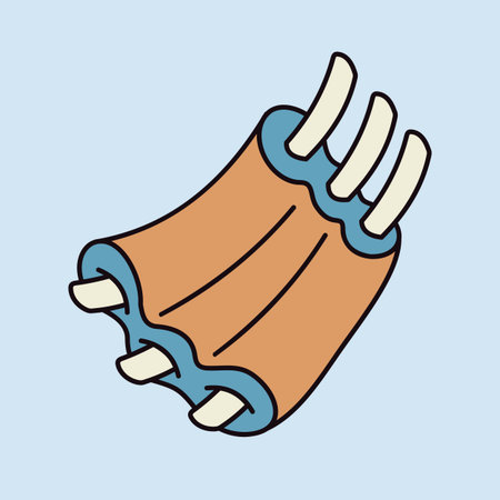 Minimalistic flat design vector icon of raw pork ribs, perfect for BBQ restaurant branding, cooking...