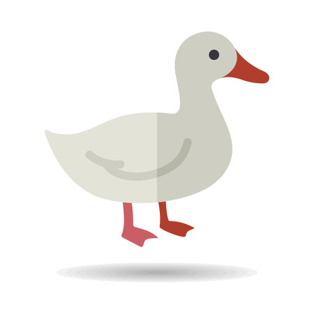 Minimalistic flat design vector icon of a whole duck or goose, suitable for poultry farm logos, or food and agriculture themes.のイラスト素材