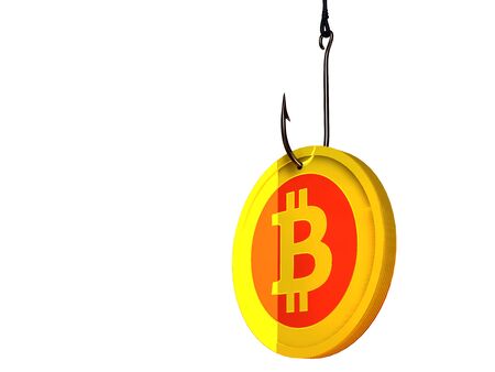 Bitcoin on fishing hookの写真素材