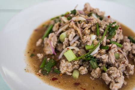 Thai spicy minced porkの写真素材