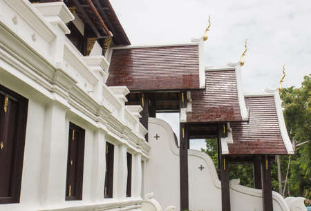 the architecture of northern Thailand temple monasteryの写真素材