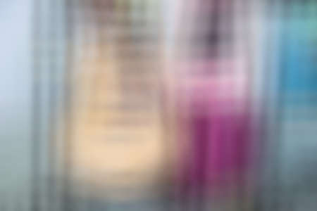 the blurry image of blue, pink and beige color tone abstract for backgroundの写真素材