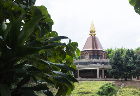 the view of the asian pagoda beside the pondのeditorial素材