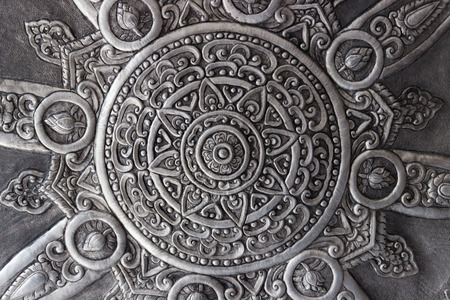 thailand design art tracery sculpture on silverwareの写真素材