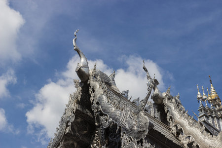 thailand traditional church made from silver,aluminum and tinの写真素材