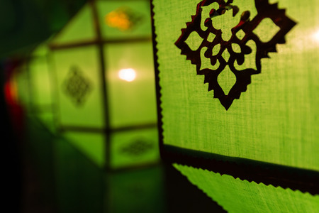 decorating paper lantern on Yeepeng festival, thailand lanna tradition religion in Chiangmai thailandの写真素材