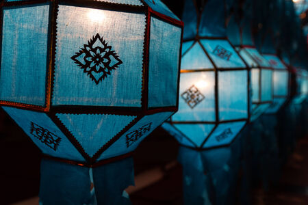 decorating paper lantern on Yeepeng festival, thailand lanna tradition religion in Chiangmai thailandの写真素材