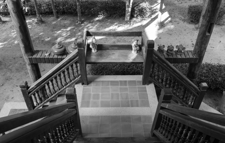 the design of thailand traditional wooden  banisterのeditorial素材