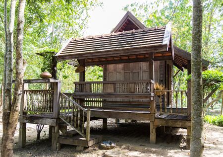 the design of thailand traditional vintage wooden houseのeditorial素材