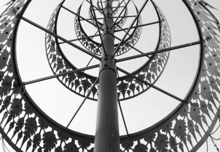 the design of thailand traditional metal tiered umbrella, black and whiteの写真素材