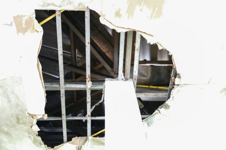 damaged or broken ceiling in the old building