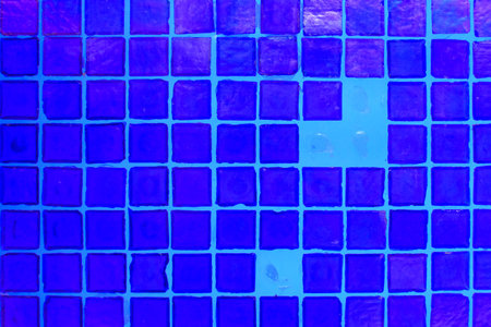 blue glass square decorating on the wall for abstract texture background