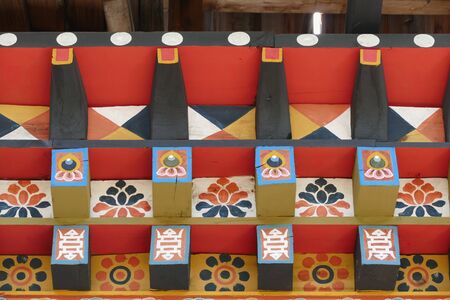 the art painting on building in Bhutan styleの写真素材